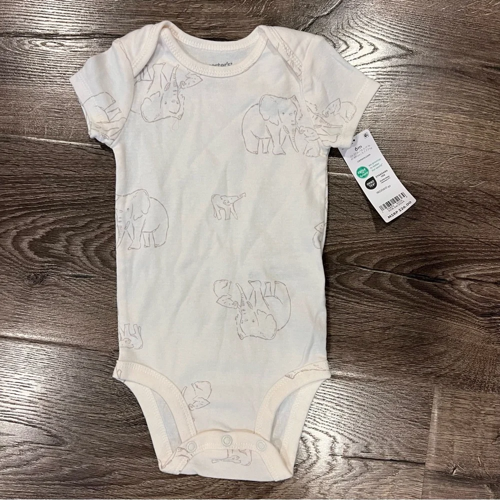 Carter's Cream Elephant‎ Print Bodysuit